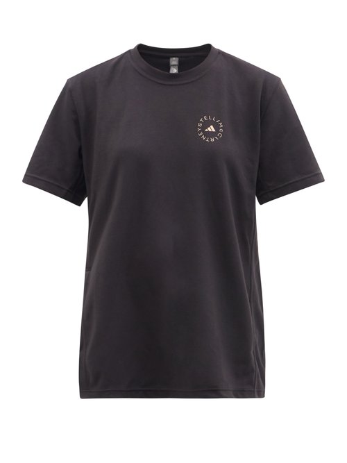 Adidas By Stella Mccartney – Oversized Logo-print Cotton-blend T-shirt Black