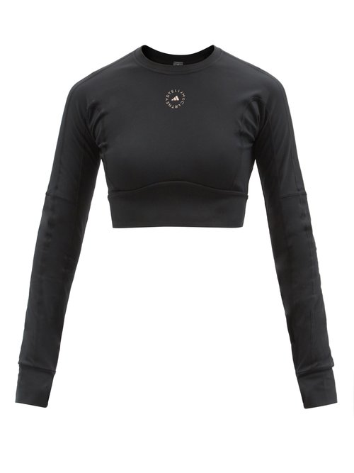 Adidas By Stella Mccartney - Truestrength Cropped Long-sleeved Top Black