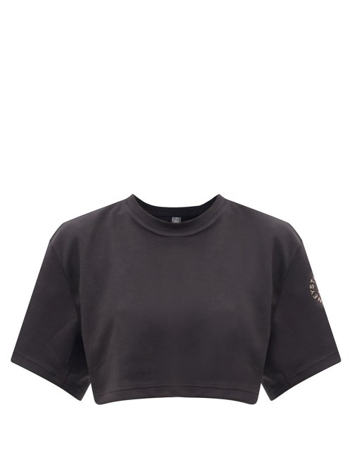 Adidas By Stella Mccartney – Logo-print Organic Cotton-blend T-shirt Black