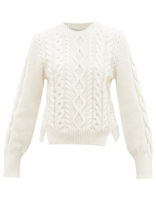 Buy Stella Mccartney - Aran Cable-knit Cotton-blend Sweater White online - shop best Stella McCartney 