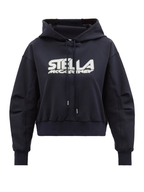 Buy Stella Mccartney - Logo-print Neoprene Hooded Sweatshirt Navy online - shop best Stella McCartney 