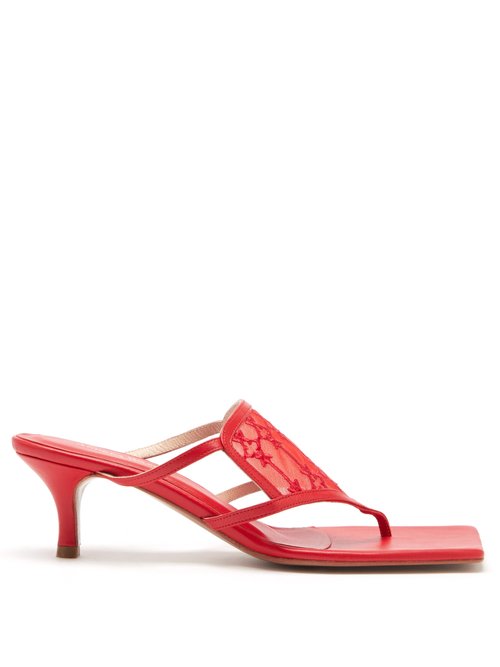 Andrea Wazen - Sursock 60 Mesh And Leather Sandals Red