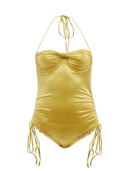 Isa Boulder - Tornado Halterneck Twist-front Swimsuit Gold Beachwear