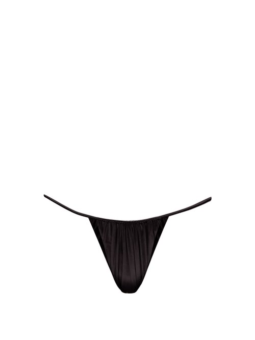 Isa Boulder - Leaf High-cut Ruched Bikini Briefs Black Beachwear