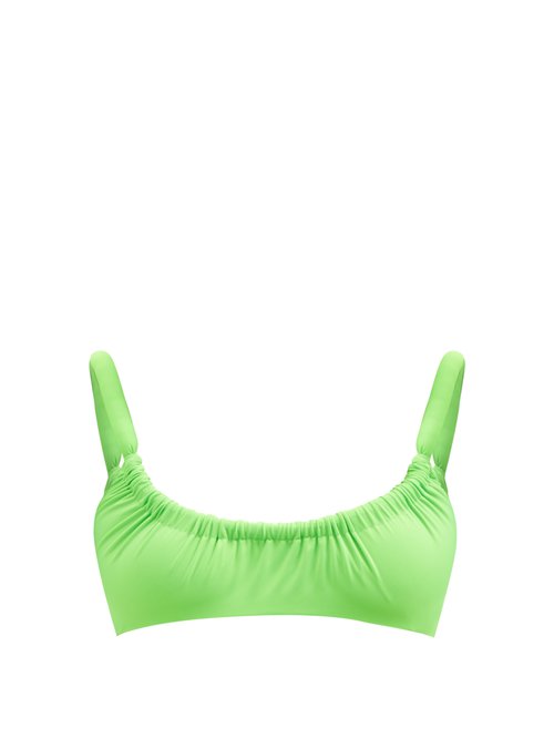 Isa Boulder - Bowes Drawstring Recycled-fibre Bikini Top Green Beachwear