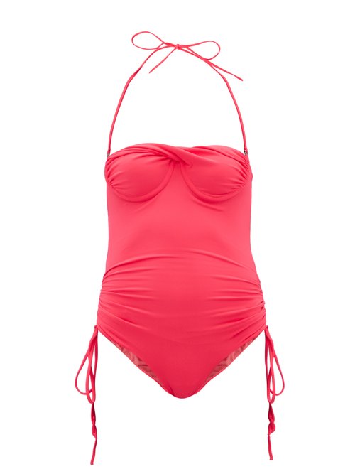 Isa Boulder - Tornado Halterneck Twist-front Swimsuit Pink Beachwear