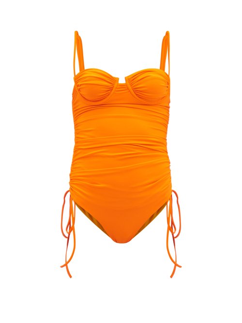 Isa Boulder - Nina Ruched Swimsuit Orange Beachwear