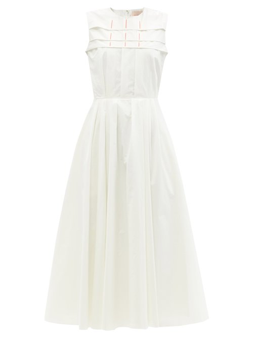 Roksanda - Yuzu Pleated Cotton-poplin Dress Ivory