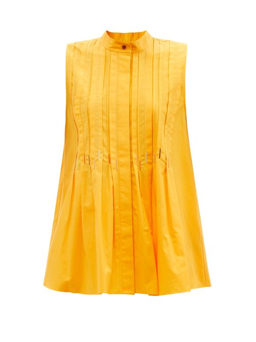 Roksanda - Arusha Pleated Cotton-poplin Blouse Yellow