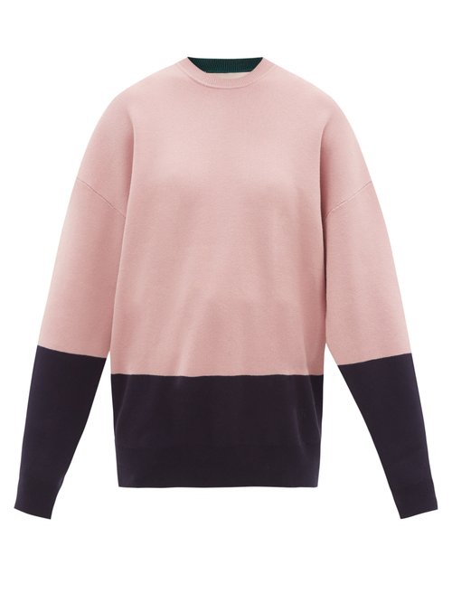 Roksanda - Karuo Colour-block Fine-knit Sweater Pink Navy
