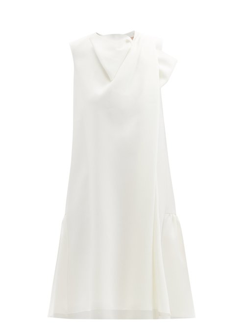 Roksanda - Selena Draped-front Crepe Dress Ivory Multi