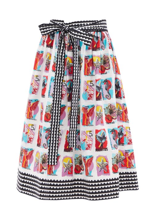 Paloma Postcard-print Cotton-blend Poplin Skirt