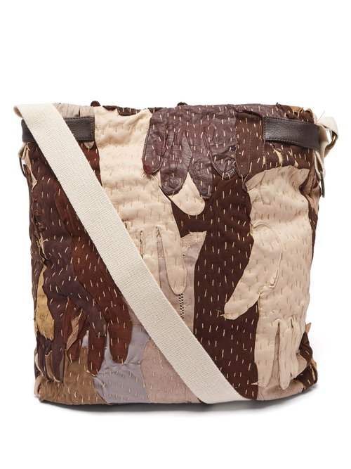 By Walid Panelled Suede And Wool Cross-body Bag