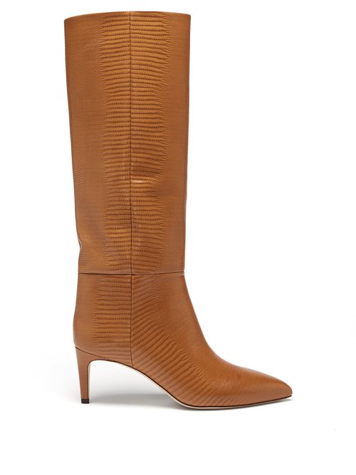 Paris Texas - Lizard-effect Leather Knee-high Boots Tan