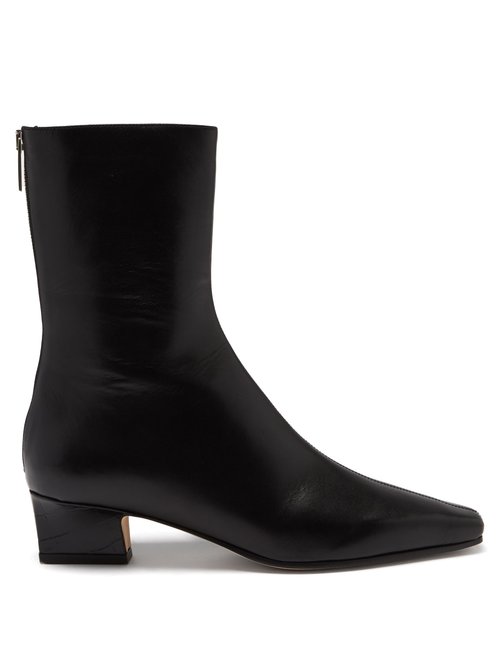 Paris Texas – City Square-toe Leather Boots Black