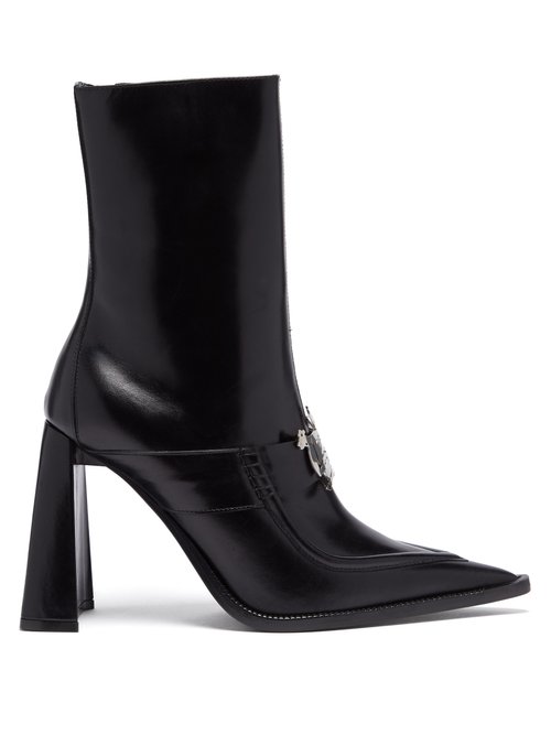 Thebe Magugu - Sunday Best Logo-plaque Leather Ankle Boots Black