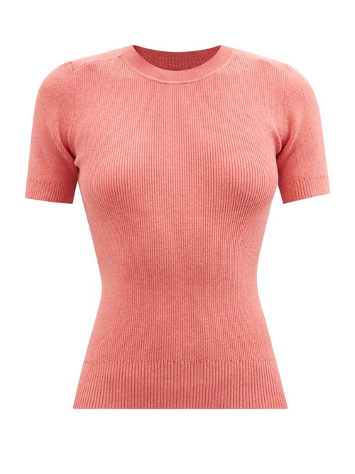 Joostricot - Ribbed-knit Organic Cotton-blend T-shirt Pink