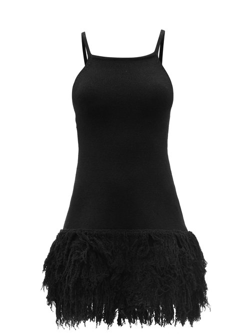 Joostricot - Fringed Jersey Mini Dress Black