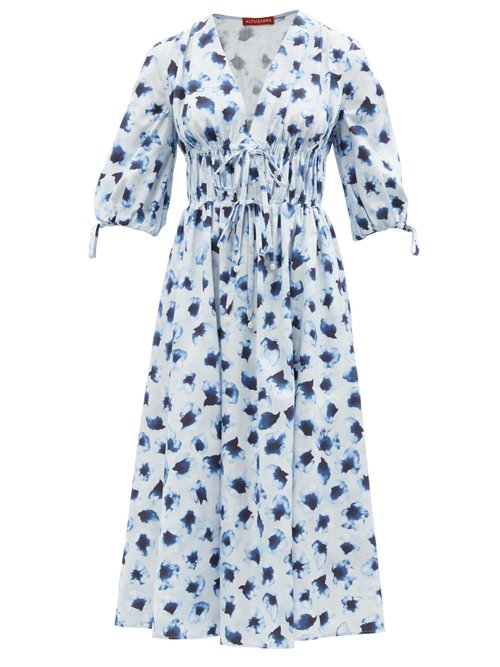 Altuzarra - Donrine Floral-print Cotton-poplin Midi Dress Blue Multi