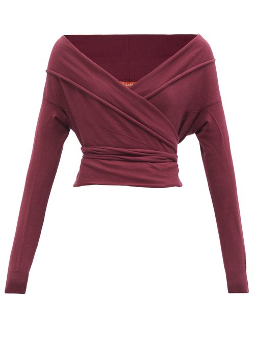 Buy Altuzarra - Crawley Off-the-shoulder Wrap Sweater Burgundy online - shop best Altuzarra 