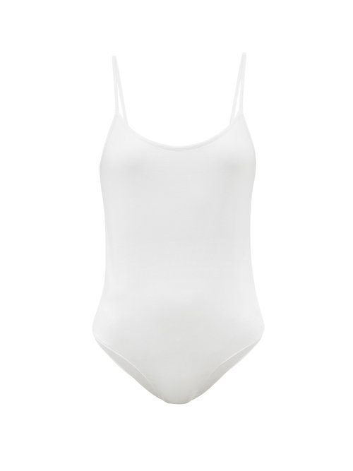 Another Tomorrow - Scoop-neckline Organic Cotton-blend Bodysuit White