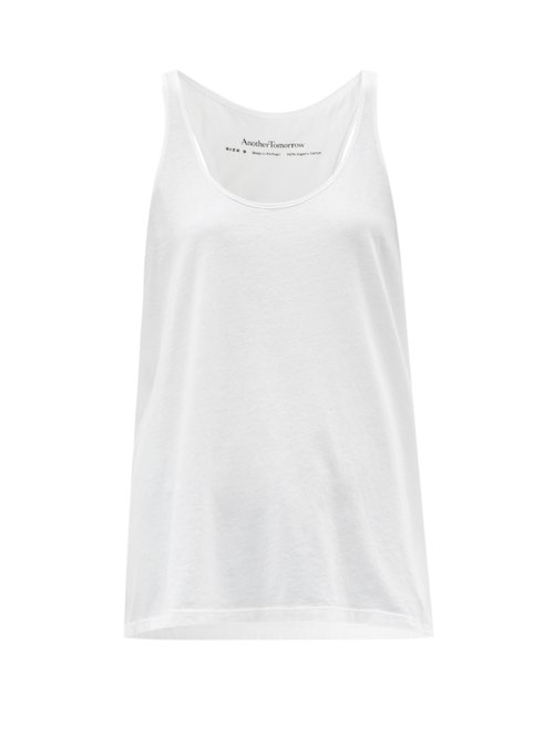 Another Tomorrow - Scoop-neck Organic Cotton-jersey Tank Top White