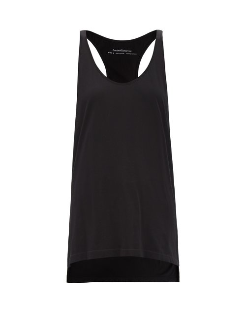 Another Tomorrow - Scoop-neck Organic Cotton-jersey Tank Top Black