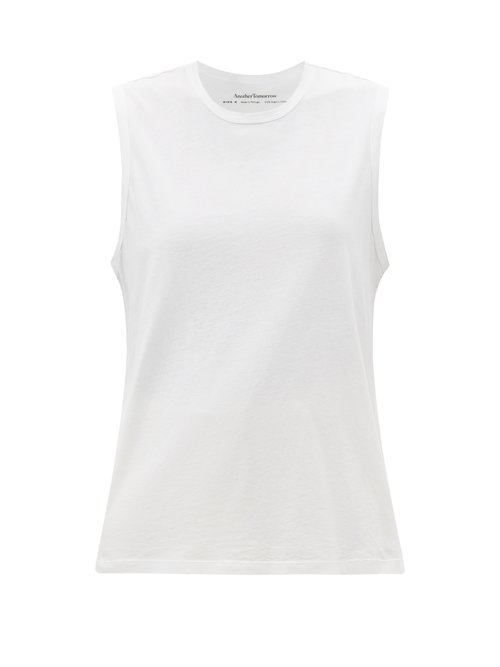 Another Tomorrow - Sleeveless Organic-cotton Jersey T-shirt White