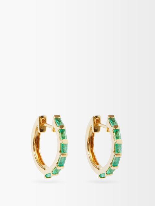 Emerald & 18kt Gold Hoop Earrings