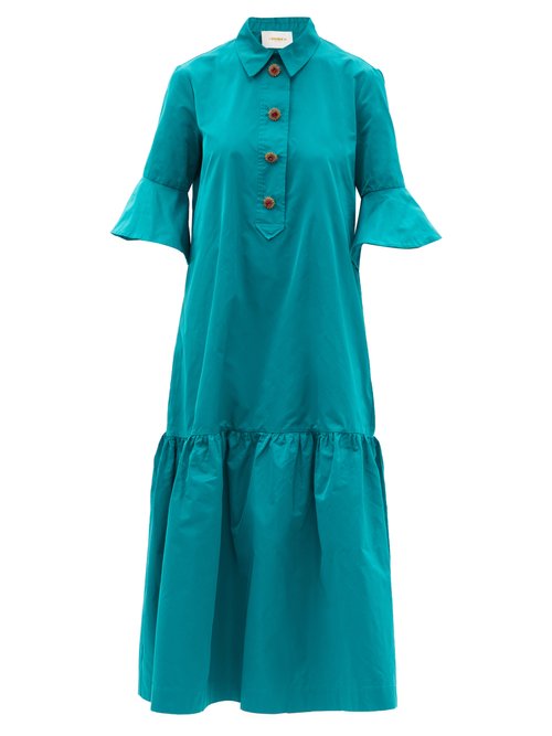 La DoubleJ - Artemis Taffeta Shirt Dress Blue