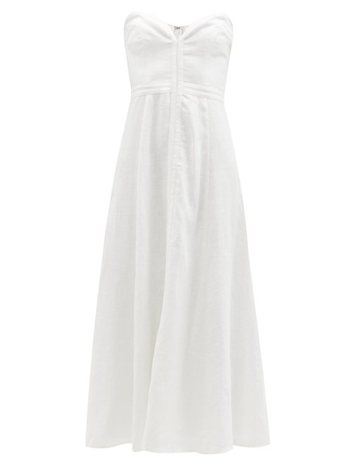 Buy Mara Hoffman - Asteria Strapless Sweetheart-neck Hemp Midi Dress White online - shop best Mara Hoffman clothing sales