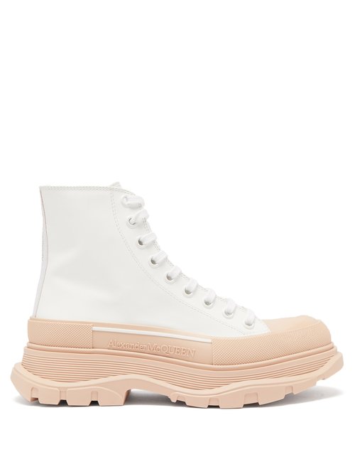 Alexander Mcqueen - Tread Slick Leather High-top Trainers White Multi