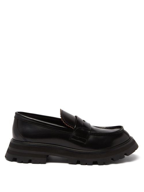 Alexander Mcqueen - Worker Polished Leather Loafers Black