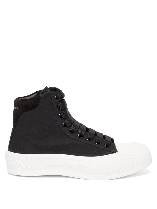 Alexander Mcqueen - Panelled High-top Canvas Trainers Black