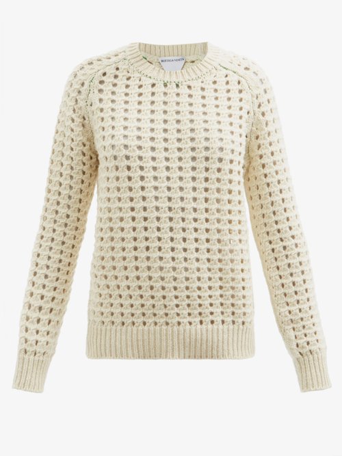Bottega Veneta - Open-knit Wool Sweater Cream