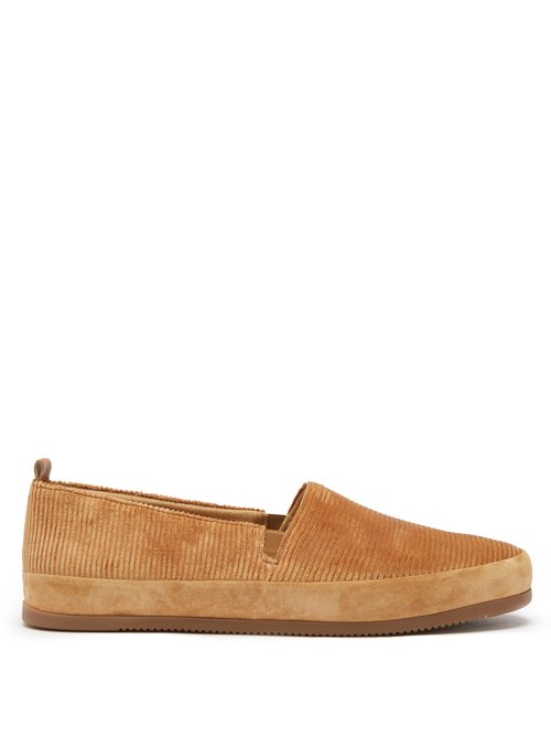 Mulo Corduroy And Suede Slippers In Neutral