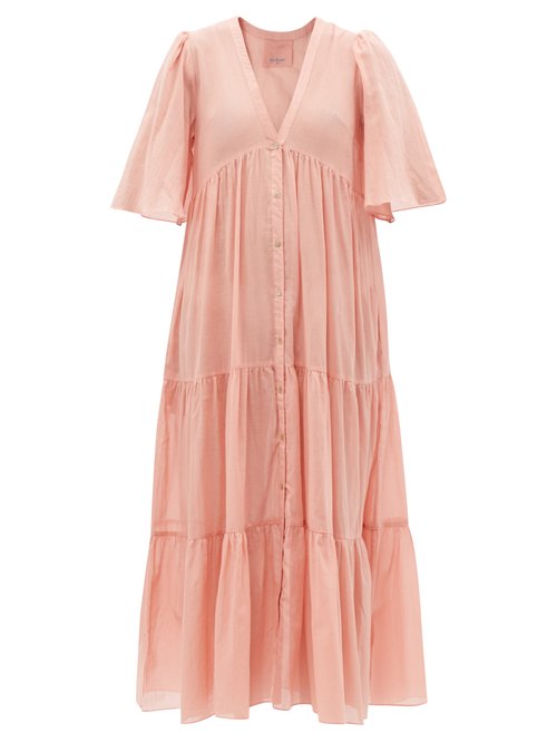 Loup Charmant - Symi Buttoned Cotton-voile Dress Pink