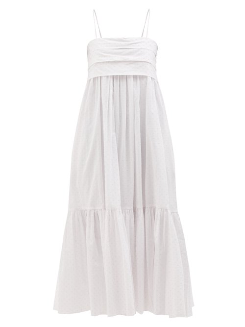 Loup Charmant - Iliana Tie-back Organic-cotton Midi Dress Pink White