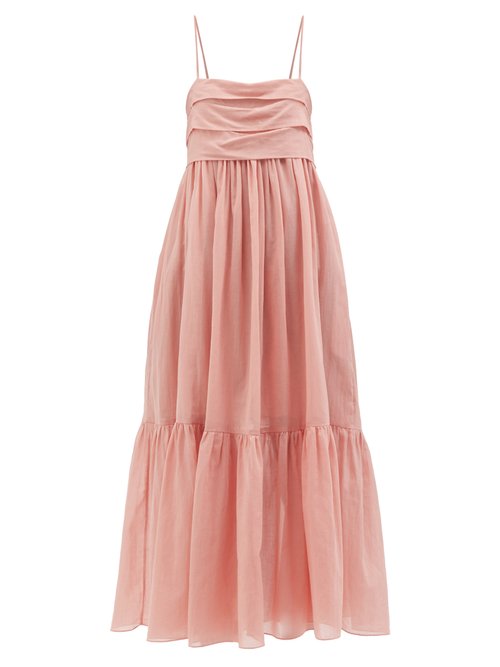 Loup Charmant - Iliana Tie-back Organic-cotton Midi Dress Pink