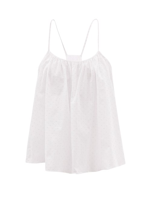 Loup Charmant - Scoop-neck Swiss-dot Cotton-voile Cami Top Pink White