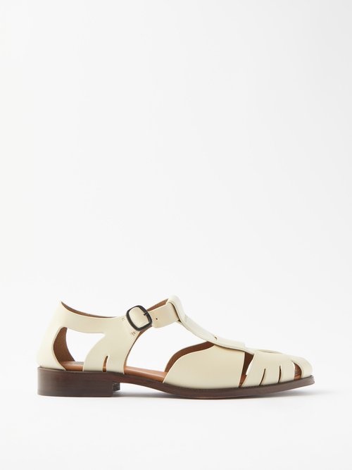 Hereu - Pesca Cutout Leather Sandals Cream