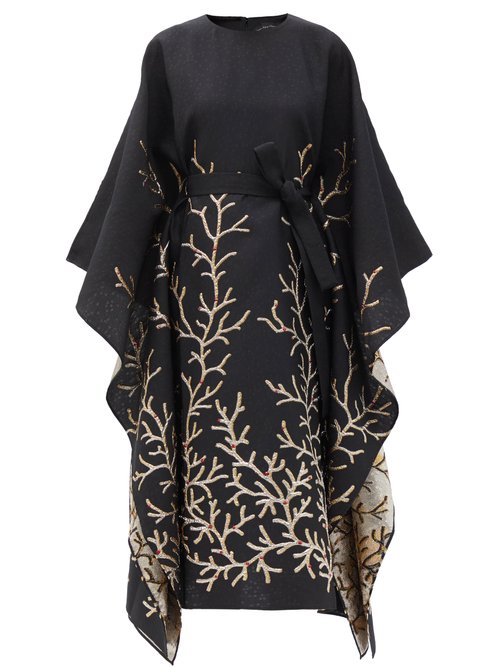 Taller Marmo - Los Corales Belted Jacquard Dress Black
