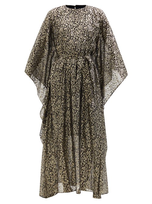 Taller Marmo - Sahara Silk-blend Jacquard Kaftan Dress Black Gold
