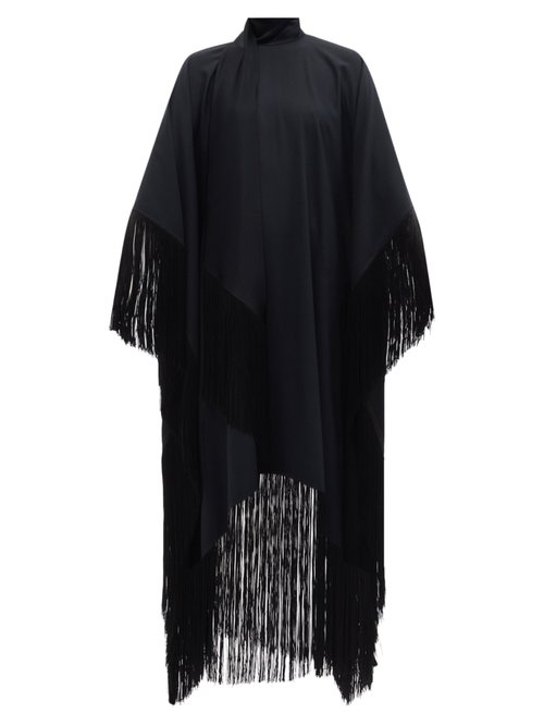Taller Marmo - Mrs Ross High-neck Fringed Crepe Kaftan Dress Black