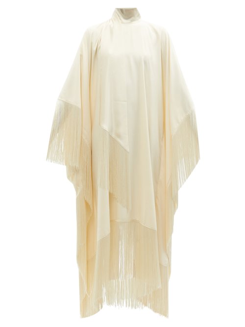 Taller Marmo - Mrs Ross High-neck Fringed Crepe Kaftan Dress Ivory