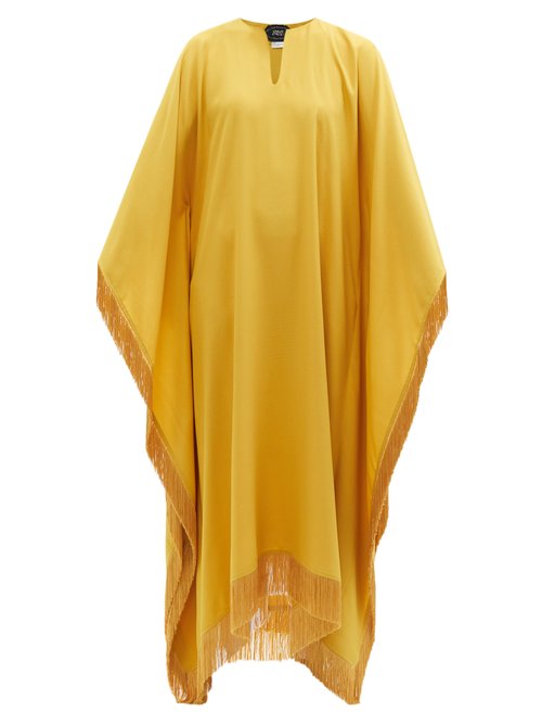 Taller Marmo - Fenice Fringed Crepe Kaftan Dress Yellow