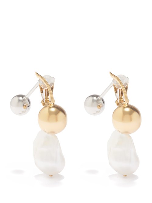 Colville Pearl Gold-plated Drop Clip Earrings