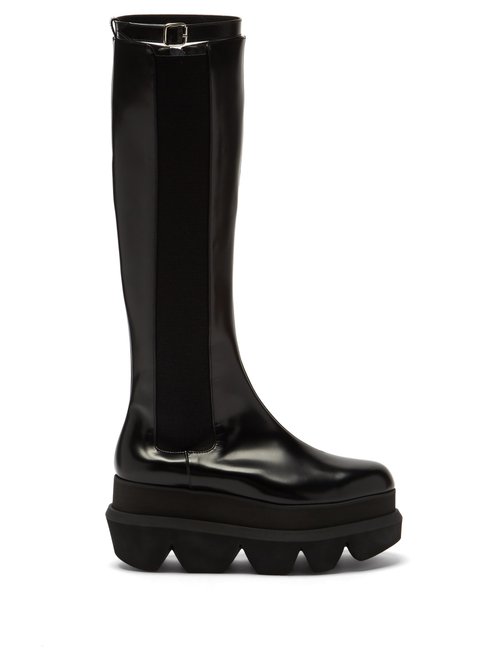 Sacai - Platform-sole Leather Chelsea Boots Black