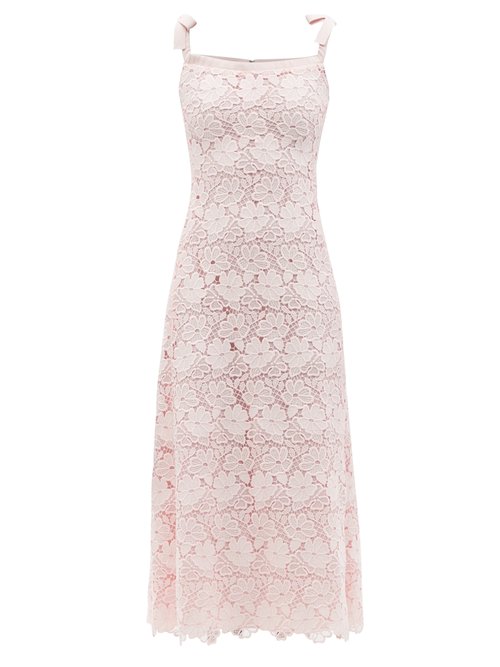 Giambattista Valli - Tie-shoulder Macramé-lace Midi Dress Light Pink