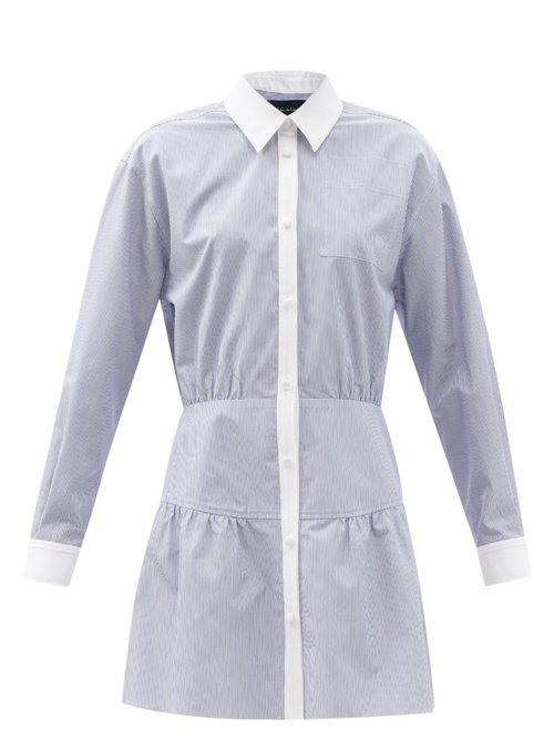 Julie De Libran - X Charvet Charlotte Striped Cotton Shirt Dress Blue Stripe